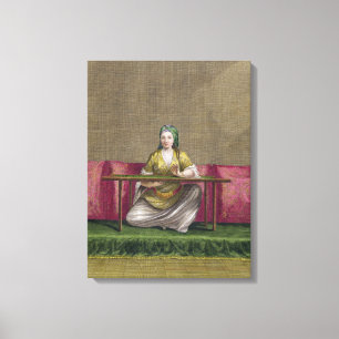 Impressão Em Tela Menina turca, bordando, século XVIII (engravin