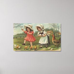 Impressão Em Tela Meninas de GreetingLittle da páscoa que guardaram