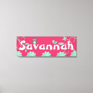 Impressão Em Tela Meninas de nome personalizado cor-de-rosa-quente C