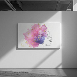 Impressão Em Tela Meninas de uma linha fazem nuvens azuis cor-de-ros