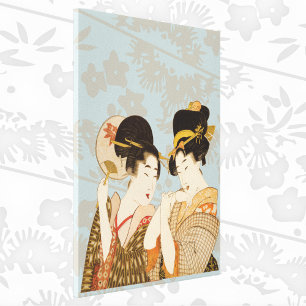 Impressão Em Tela Meninas Geishas Japonesas Vintage em Kimonos