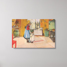 Impressão Em Tela Meninas na cozinha (Arte Sueca Clássica)