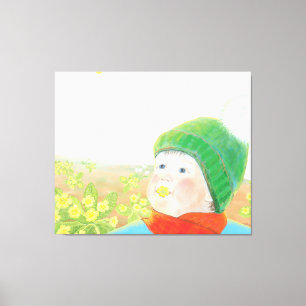Impressão Em Tela Menino com Primroses Selvagens