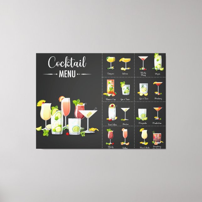 Impressão Em Tela Menu Cocktail (Frente)