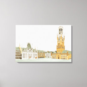 Impressão Em Tela Mercado. Bruges Bélgica