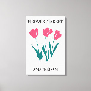 Impressão Em Tela Mercado de Flores Amsterdam Tulipas Rosa Floral