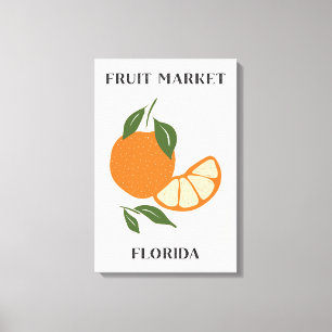Impressão Em Tela Mercado de Frutas Laranja Flórida Comida