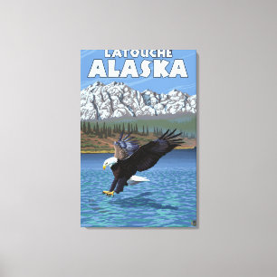 Impressão Em Tela Mergulho Bald Eagle - Latouche, Alasca