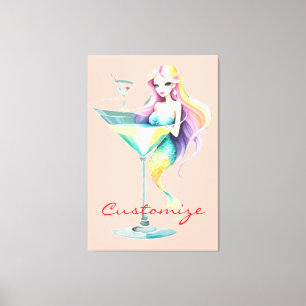 Impressão Em Tela Mermaid Martini Girl Thunder_Cove