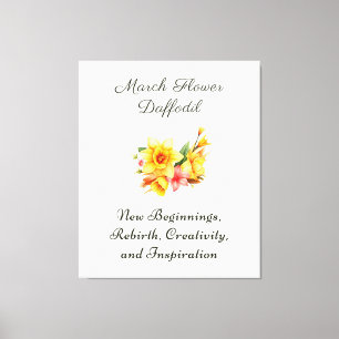 Impressão Em Tela Mês de Nascimento de Março Flor Daffodil Nasciment