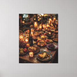 Impressão Em Tela Mesa de Banquete de Vinho Tinto Ornamentada
