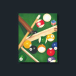 Impressão Em Tela Mesa de Billiards da vida com bolas e giz<br><div class="desc">Arrume-os com esta pintura espetacular de uma mesa de bilhar por Jennifer Goldberger. As bolas parecem novas,  o feltro parece imaculado,  e o giz já foi aplicado aos paus de sinalização. Segure isso em sua casa,  ou entregue a um amigo ou amado que goste de um jogo de piscina!</div>