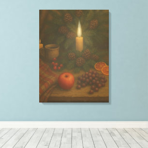 Impressão Em Tela Mesa Sempre Verde – Luz de Velas e Calma