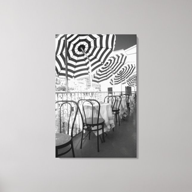 Impressão Em Tela Mesas de restaurante preto e branco (Frente)
