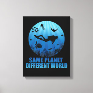 Impressão Em Tela Mesmo Planeta Diferente do Mundo, Mergulhador