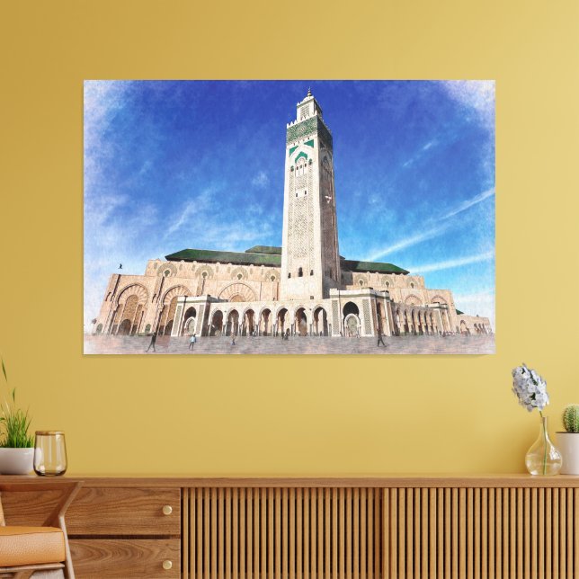 Impressão Em Tela Mesquita de Marrocos Casablanca Hassan 2 Islâmico (Insitu(Sala de estar))