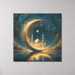 Impressão Em Tela Mesquita Mesquita Crescente Estrelas Pintura