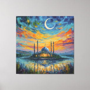 Impressão Em Tela Mesquita Mesquita Crescente Estrelas Pintura