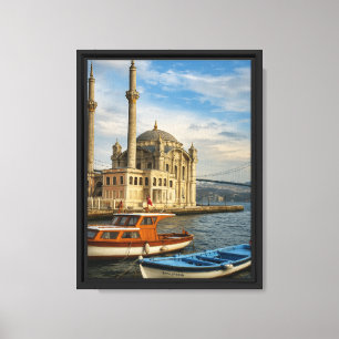 Impressão Em Tela Mesquita Ortaköy e Barcos Bósforo