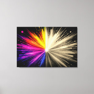 Impressão Em Tela Metade É um Arco-Íris de Cores Metade É Preto + Br