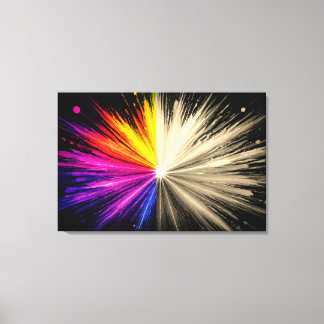 Impressão Em Tela Metade É um Arco-Íris de Cores Metade É Preto + Br