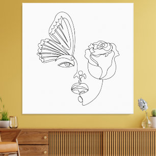 Impressão Em Tela Metamorfose – Arte de Linha Abstrata de Borboleta