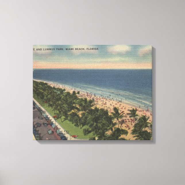 Impressão Em Tela Miami, FL - Ocean Drive e Lummus Park (Frente)