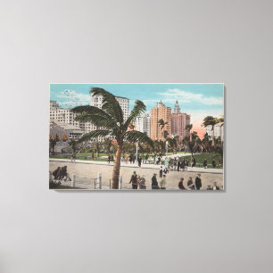 Impressão Em Tela Miami, Flórida - Vista de Bayfront Park & Hotels