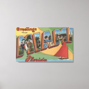 Impressão Em Tela Miami, letra ScenesMiami de FloridaLarge, FL