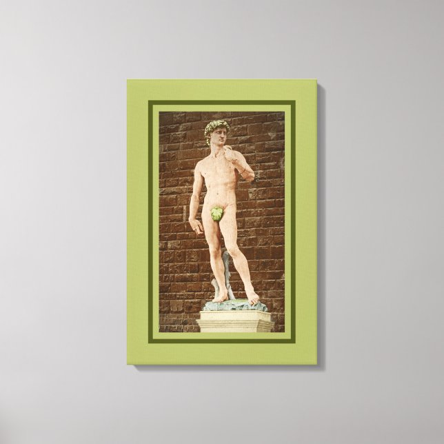 IMPRESSÃO EM TELA MICHELANGELO DAVID COM FOLHA DE FIG (Frente)