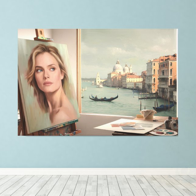 Impressão Em Tela Michelle Pfeiffer Retrato em Andamento - Pastel (Insitu(piso de madeira))