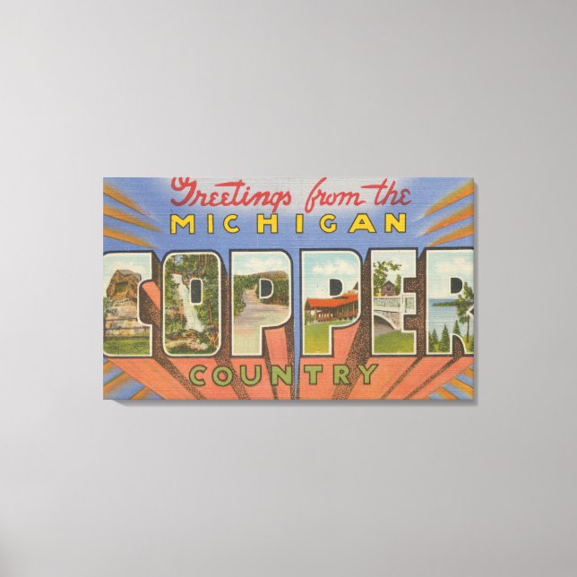 Impressão Em Tela Michigan (Condado de Cobre) - Grande Cena de Letra (Frente)