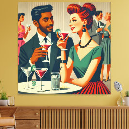 Impressão Em Tela Mid Century Cocktail Party Couples - First Date