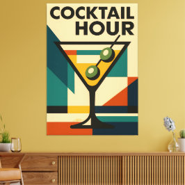 Impressão Em Tela Mid Century Modern Bauhaus Cocktail Hour Martini