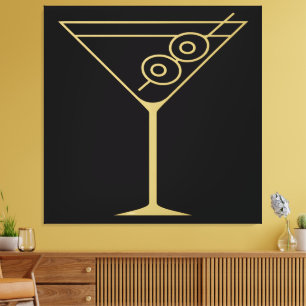 Impressão Em Tela Mid Century Modern Gold 2 Azeitona Martini