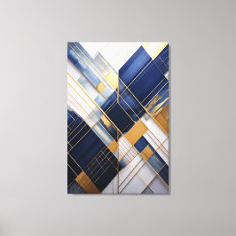 Impressão Em Tela Midnight&Marble : Art Deco Navy and Gold Geometric