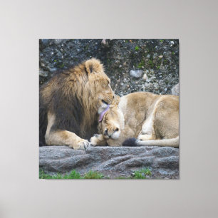Impressão Em Tela Mighty Lion Love
