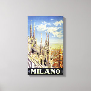Impressão Em Tela Milano Itália - Poster Viagens vintage Restaurada