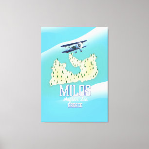 Impressão Em Tela Milos, poster de viagens grego art. do mapa da