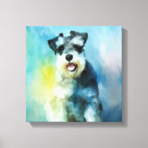 Impressão Em Tela Miniatura Schnauzer Cão Cachorro - Pintura de Cura