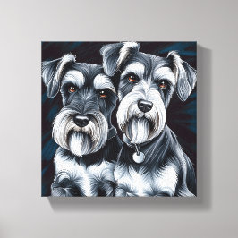 Impressão Em Tela Miniatura Schnauzer Pals