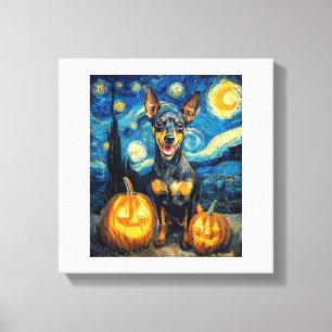 Impressão Em Tela Miniature Pinscher Cachorro Fofo Halloween Jack O 