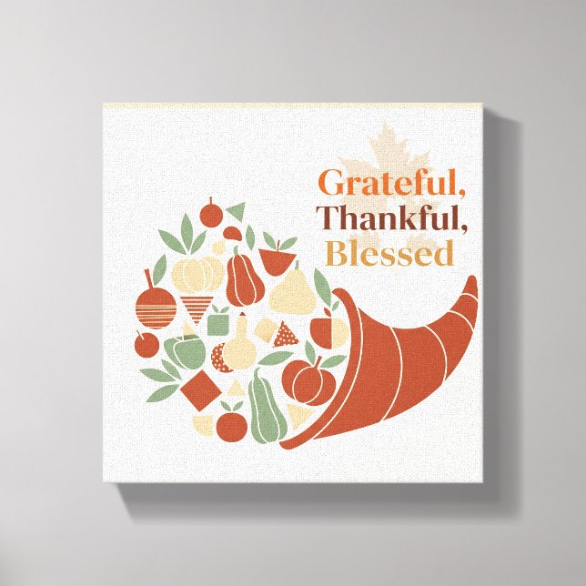 Impressão Em Tela Mínima Cornucopia Wall Art - Boho Ação de Graças (Frente)