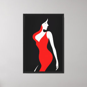 Impressão Em Tela Mínima mulher na Arte da Parede de Silhuette de Ve
