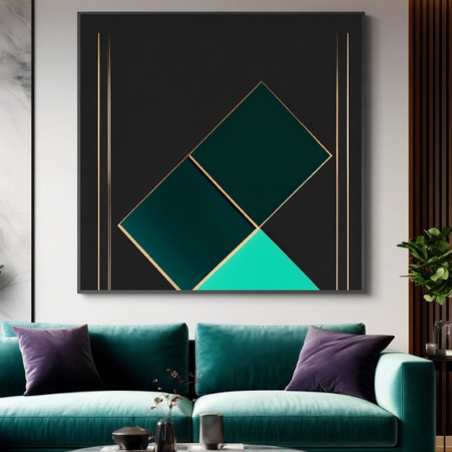 Impressão Em Tela Minimalismo Esmeralda e Ouro (Criador carregado)
