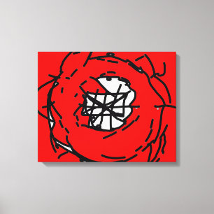 Impressão Em Tela Minimalist Abstract Circular Expressionism in Red 