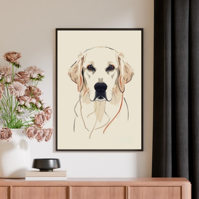 Impressão Em Tela Minimalist Golden Retriever Line Art  (Criador carregado)