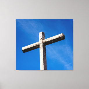 Impressão Em Tela Minimalist Stone Cross Under Deep Blue Sky
