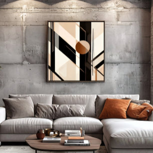 Impressão Em Tela Minimalista Abstrato Geométrico com Círculo