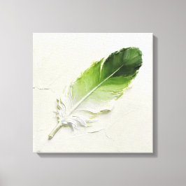 Impressão Em Tela Minimalista Pena Verde Sage 3D Elegante